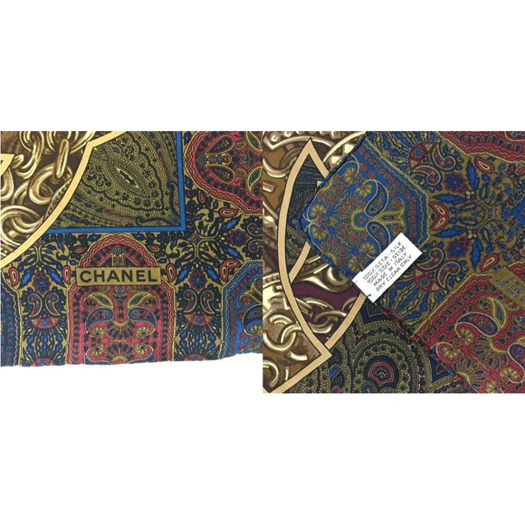 CHANEL CC Logo Paisley Silk Scarf - Picture 8 of 8